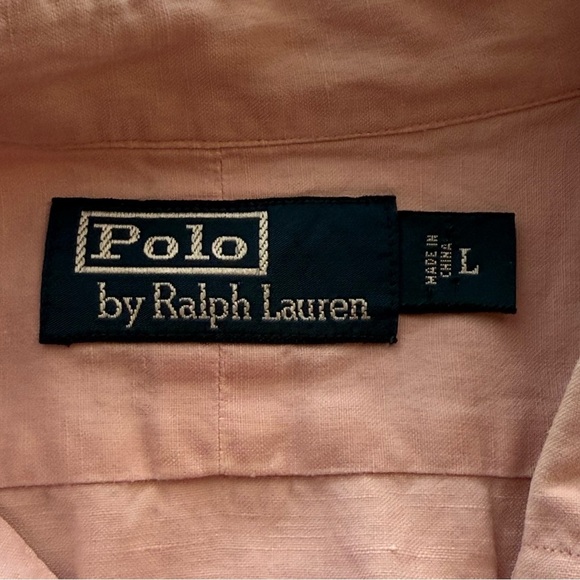 Polo Ralph Lauren Short Sleeve Shirt Pink Linen Silk Blend Large Preppy Casual - Picture 5 of 7